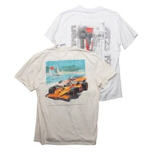 Hollister McLaren Formula 1 Tee Shirts Mens Large White Graphic Lot of 2